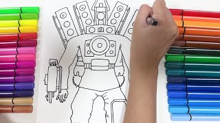 Drawing Art Titan Speaker Man  Drawing And Coloring Idea 2  paitn mixingcolor art [upl. by Ahsinej]