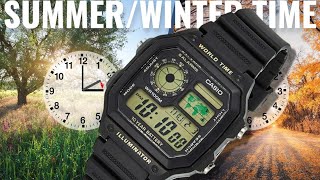 Casio AE1200 SummerWinter Time Adjust  Quick and easy [upl. by Teodoro831]