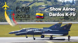 Demostración del Equipo acrobático de la FAC Dardos Kfir en la FAir Colombia 2023  15 de Julio [upl. by Jolda]