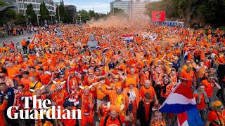 Netherlands fans dance in the streets of Hamburg ahead of first Euro 2024 match [upl. by Standush]