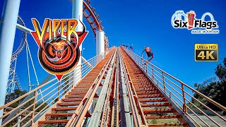 2022 Viper Roller Coaster On Ride Front Seat 4K POV Six Flags Magic Mountain [upl. by Dukey]