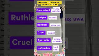 English to Filipino  English to Tagalog filipinotoenglishtranslationbasicenglish reelsvideo [upl. by Beetner]