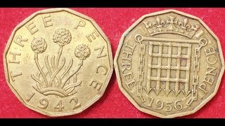 UK Great Britain Three Pence Coin 1942 amp 1956 [upl. by Oza]