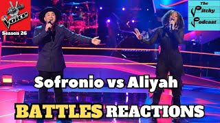 NBCs The Voice Season 26 Battles REACTIONS Sofronio vs Aliyah [upl. by Dyanne]