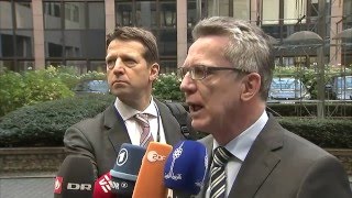 Bundesinnenminister beim informellen JIRat der Europäischen Union Doorstep  4122015 [upl. by Birkner673]