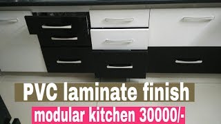 Modular kitchen finish in PVC laminate and normal laminate  Modular kitchen design [upl. by Ahcsrop209]