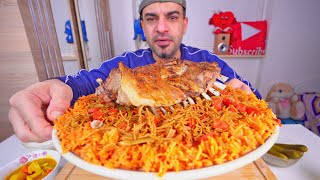 مطبك اضلاع الخروف بالتمن الأحمر والحشوة التاريخية بالشعرية والترتيبات البروزية Mukbang Eating Show [upl. by Anerys]