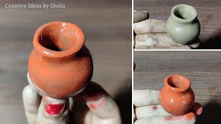 Amazing technique make handmade miniature clay pot  how to make mini pot without pottery wheel [upl. by Sherr]