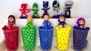 Pj Masks Wrong Heads Toys  Learn Colors with colorful Beads Surprise Pj Masks Tayo Garage Toys [upl. by Haerdna]