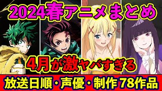 【4月アニメ】2024春アニメ全78作品まとめ・放送日順・声優・独占配信・制作会社 ampおすすめアニメ【放送直前SP】 [upl. by Apthorp]