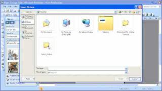 111 Microsoft Publisher 2007 Inserting Pictures and Clip Art [upl. by Rolan]