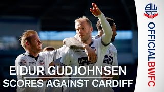 EIDUR GUDJOHNSEN  Striker volleys home from a Heskey knockdown [upl. by Nirre]