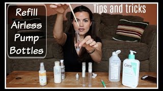 TUTORIAL Refilling Airless Pump Cosmetic Bottles [upl. by Jeggar]