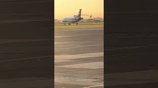 Dassault Falcon 900EX N3245L tire smoking sunset arrival at Pittsburgh AGC aviation dassault [upl. by Llednik]