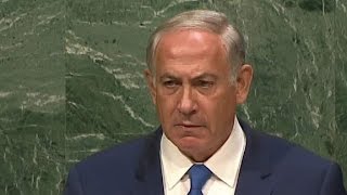 Netanyahu gives UN long silent glare over Iran threats [upl. by Witherspoon]