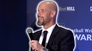 Erik ten Hag accepts award at Football Writers Association Northern Managers Awards [upl. by Eilagam]