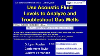 Ask Echometer Session 7 July 1 2020 Gas Wells [upl. by Ardra174]