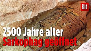 Sarkophag von 2500 Jahre alter Mumie live im TV geöffnet [upl. by Parsaye]