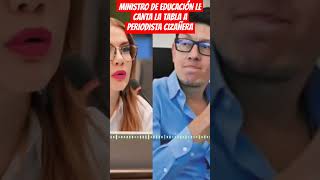 MINISTRO DE EDUCACION LE CANTA LA TABLA A PERIODISTA CIZAÑERA [upl. by Ahsinyar]