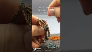 Ouroboros Beaded Hoop Earrings Tutorial  Peyote Stitch Patterns handmadejewelry beadwork [upl. by Enirroc]