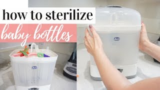 HOW TO STERILIZE BABY BOTTLES  CHICCO NATURALFIT 3IN1 MODULAR STERILIZER  BABY ESSENTIALS [upl. by Anatolio499]