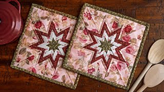 How To Make a Folded Star Squared Hot Pad from Plum Easy Patterns  a Shabby Fabrics Tutorial [upl. by Rheta]