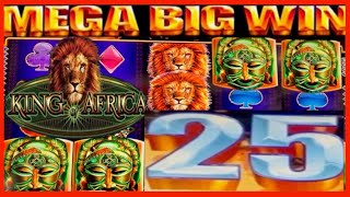 MEGA BIG WIN 25 SPIN BONUSES King of Africa WMS Slot Machine [upl. by Rockwell]