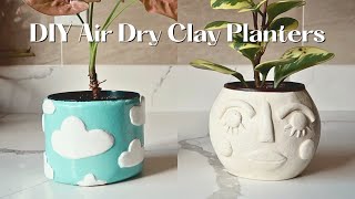 DIY AIR DRY CLAY PLANTERS full tutorial  Easy Cloud Planter amp Boho Planter [upl. by Lamiv]