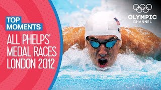 ALL Michael Phelps Olympic Medal Races from London 2012  Top Moments [upl. by Takken]