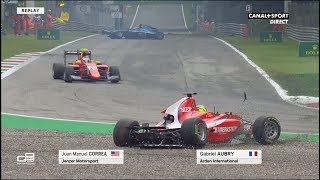 GP3 Series Monza 2018 Race2 Start Correa Aubry Crash [upl. by Ennahtebazile]