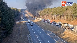 Arkansas Tractor Trailer Fire Near Arkadelphia AR [upl. by Hamford558]