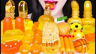 ASMR HONEY JELLY HONEYCOMB ORANGE YELLOW JELLY GUMMY 꿀젤리 벌집꿀 오렌지 구미 젤리 먹방 EATING SOUNDS [upl. by Yreffej]