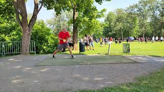 Chandler Kramer  slow motion Disc Golf forehand drive  European Open 2022 Hole 2 Round 2 [upl. by Orozco]