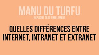 Quelles différences entre Internet extranet intranet [upl. by Kroy332]