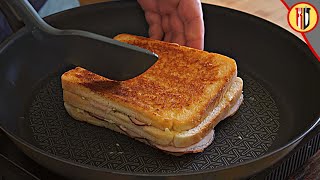 Toasted ham and cheese sandwich in the pan [upl. by Iden]