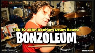 THE TOP 10 JOHN BONHAM DRUM BEATS amp RIFFS [upl. by Yrehcaz435]