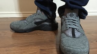 Nike Air Huarache Grey Fleece on feet review [upl. by Hsur]