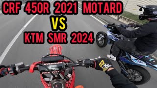 SPARO CRF 450R 2021 MOTARD VS KTM SMR 450 2024  CRF 450R 2021 MOTARD  KTM SMR 450 2024 [upl. by Kirsten809]