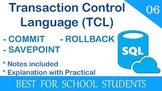 6 What is Transaction Control Language Using COMMIT ROLLBACK and SAVEPOINT commands in MySQL [upl. by Eenattirb312]