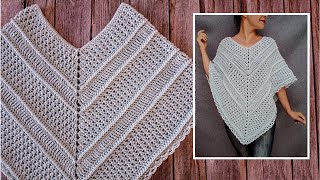 Poncho a crochet muy fácil para mujer ¡Paso a paso [upl. by Atsirc797]