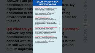 Teaching Assistant Interview Questions and Answers  Teacher Assistant Interview Questions [upl. by Surdna]