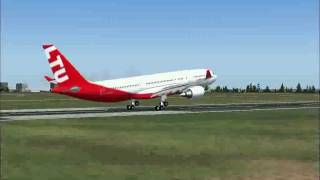 FS2004 LTU Airbus A330 Landing at Berlin Tempelhof [upl. by Elleret]