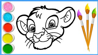 How to draw simba the lion King  coloring for kids toddlers  simba easy drawing [upl. by Fenton855]