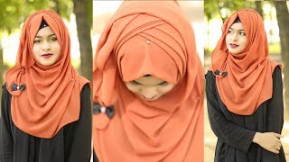 Criss Cross Hijab Style With ChiffonJorjet Hijab For Summer  MUNA [upl. by Aikar341]