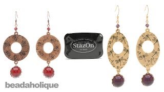 How to Use StazOn Ink and Rubber Stamps in Jewelry amp Make Earrings [upl. by Eelymmij]