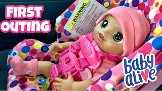 Baby Alive Real as can first outing to Walmart including car ride feeding [upl. by Neahs544]