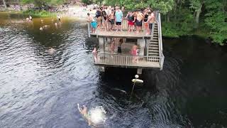 Wakulla Springs High Dive Backfliping off 2nd floor Drone [upl. by Adlanor653]