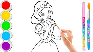 Coloring with Sticker Book Dress Up Disney Princess ArielSnow WhiteBelleCinderella [upl. by Steere]