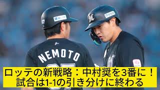 中村奨の新天地！3番打者としてのデビュー戦でロッテは引き分けに終わる [upl. by Lacim]