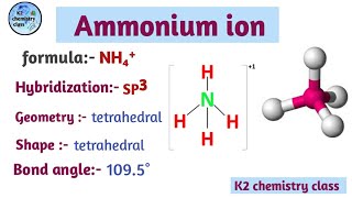 Bond angle molecular geometry of Ammonium ion NH₄⁺  by khushboo yadav [upl. by Towrey733]